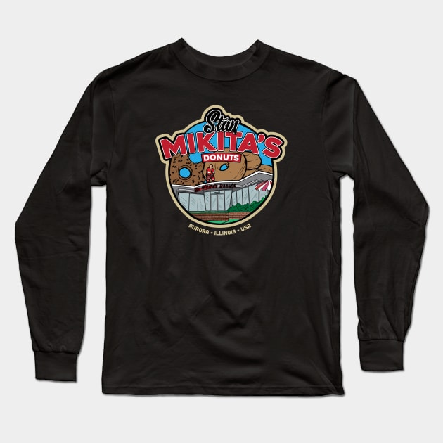 Stan Mikita's Donuts Aurora Illinois Long Sleeve T-Shirt by Baddest Shirt Co.